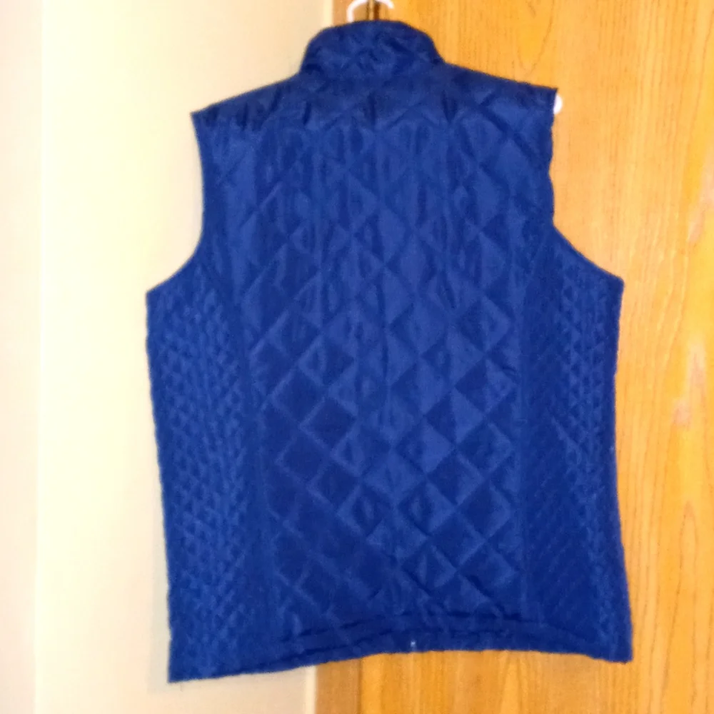 "JANE ASHLEY" Navy blue diamond-stitch zip-up vest w/ pockets Size: 1X - Picture 4 of 7